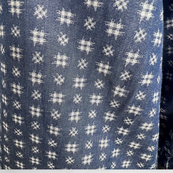 NINA LEONARD Large Off-the-Shoulder Print Denim‎ Dress Western Summer Casual - Picture 7 of 10